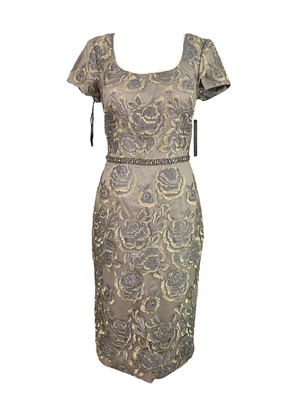 David Meister Embroidered Lace Metallic Beaded Dress NWT 6